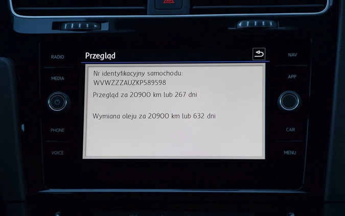 Volkswagen Golf cena 56899 przebieg: 180247, rok produkcji 2019 z Warszawa małe 631